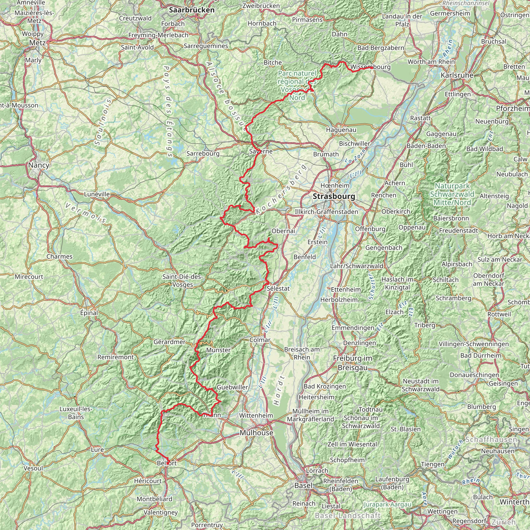 Traversée du massif des vosges mobile static map