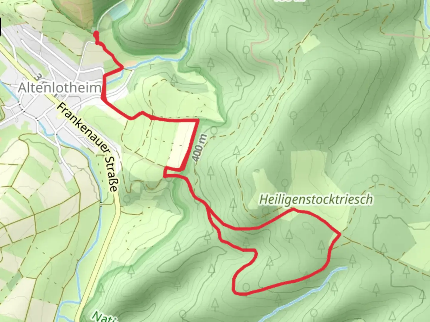 An image depicting the trail Mittelruck Loop and its surrounding area.