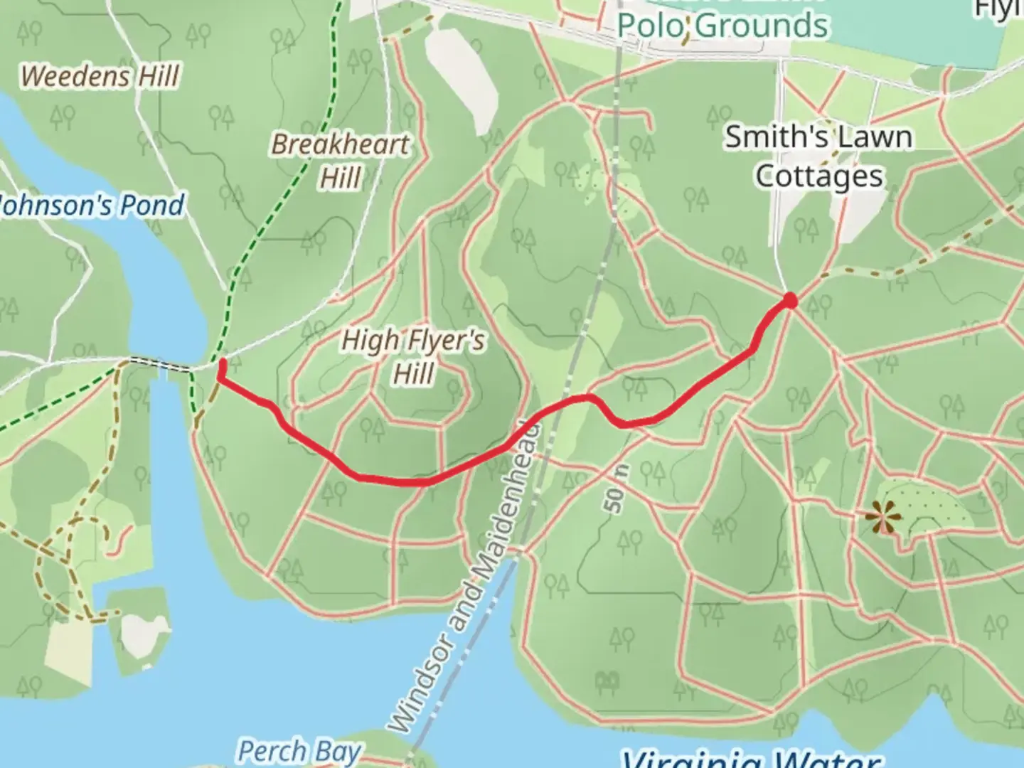 An image depicting the trail High Flyer's Hill and its surrounding area.