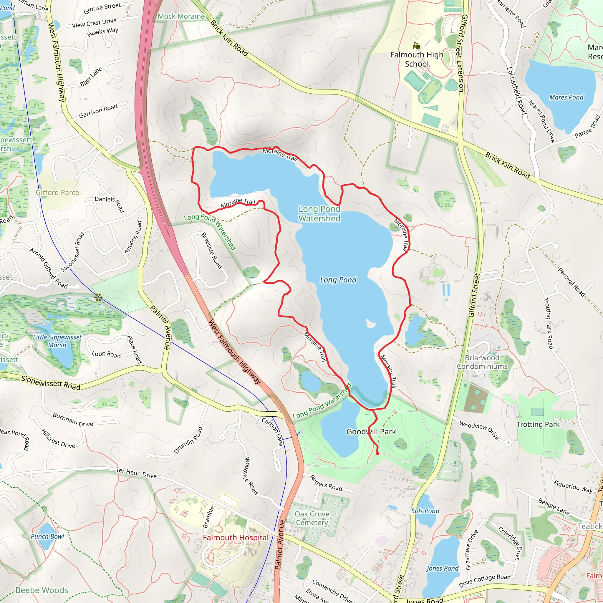 Grews Pond - Long Pond Loop mobile static map