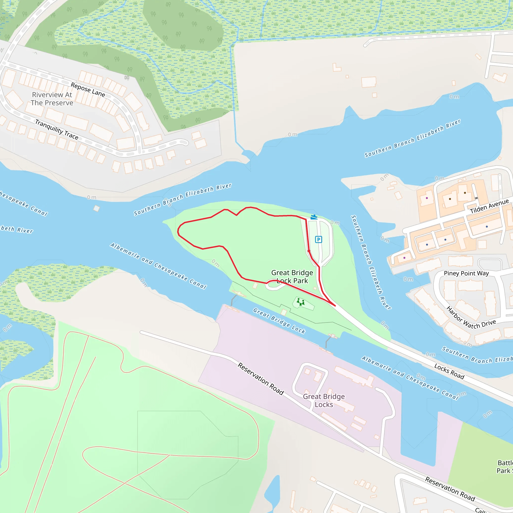 Great Bridge Lock Park Loop mobile static map