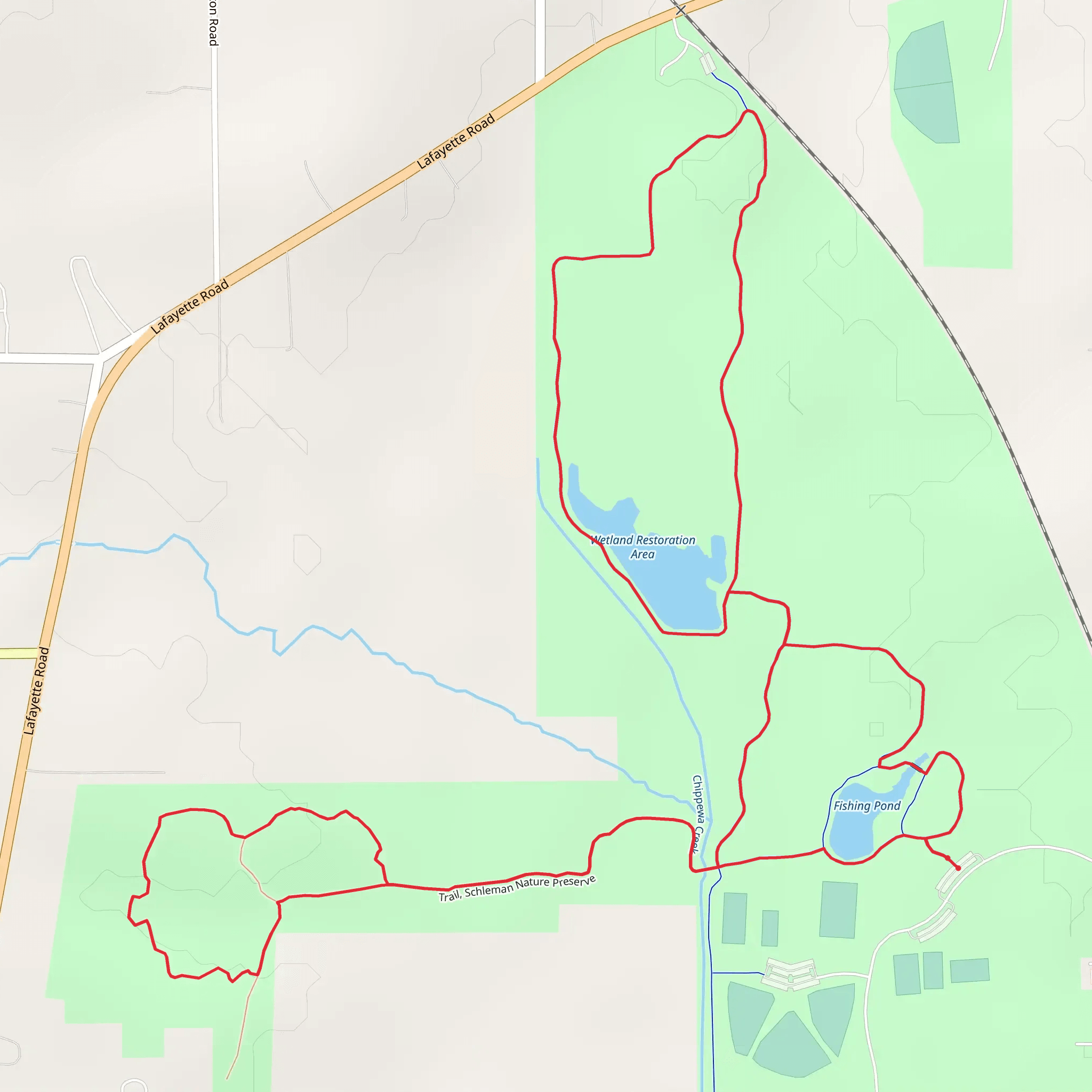 Wetland Restoration Area, Schleman Nature Preserve and Fishing Pond Loop mobile static map