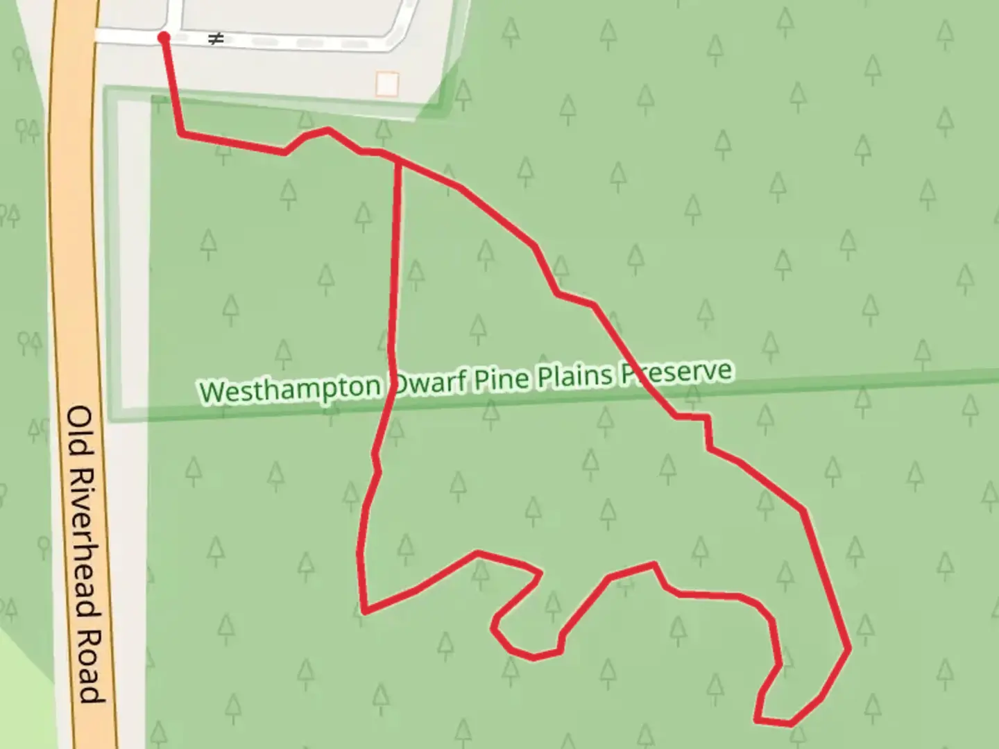 An image depicting the trail Old Riverhead Road East Loop and its surrounding area.
