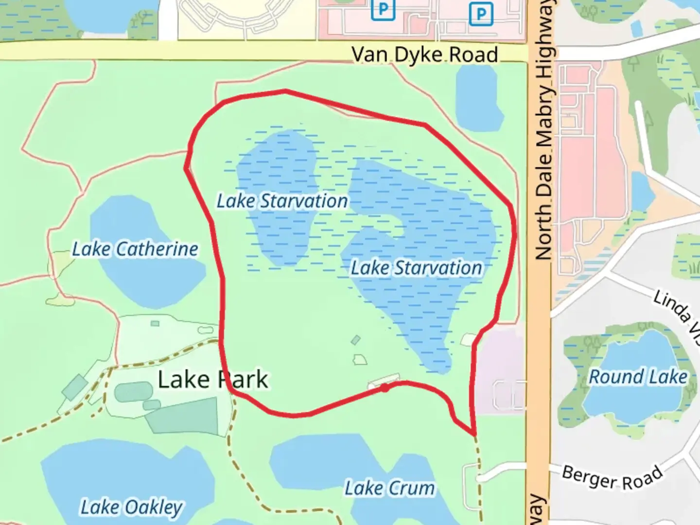 An image depicting the trail Starvation Lake Loop and its surrounding area.