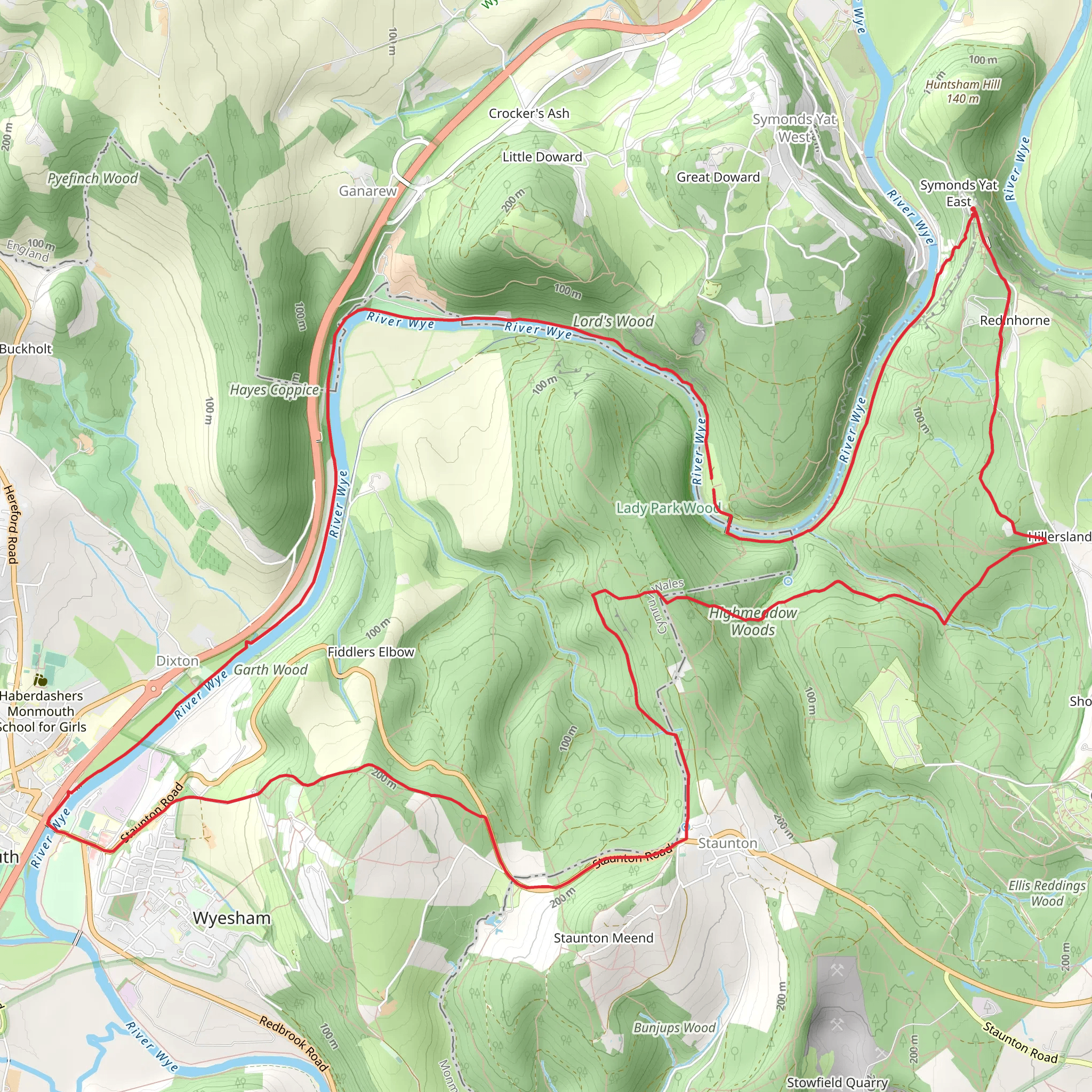 Symonds Yat - High Meadow Woods and Wye Valley mobile static map