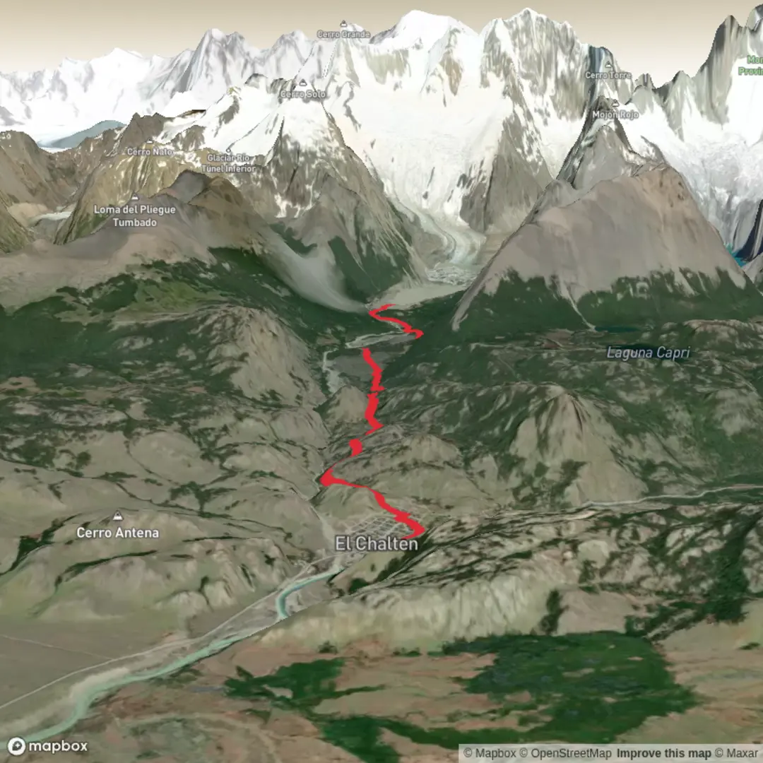 An image depicting the trail El Chalten - Laguna Torre and its surrounding area.