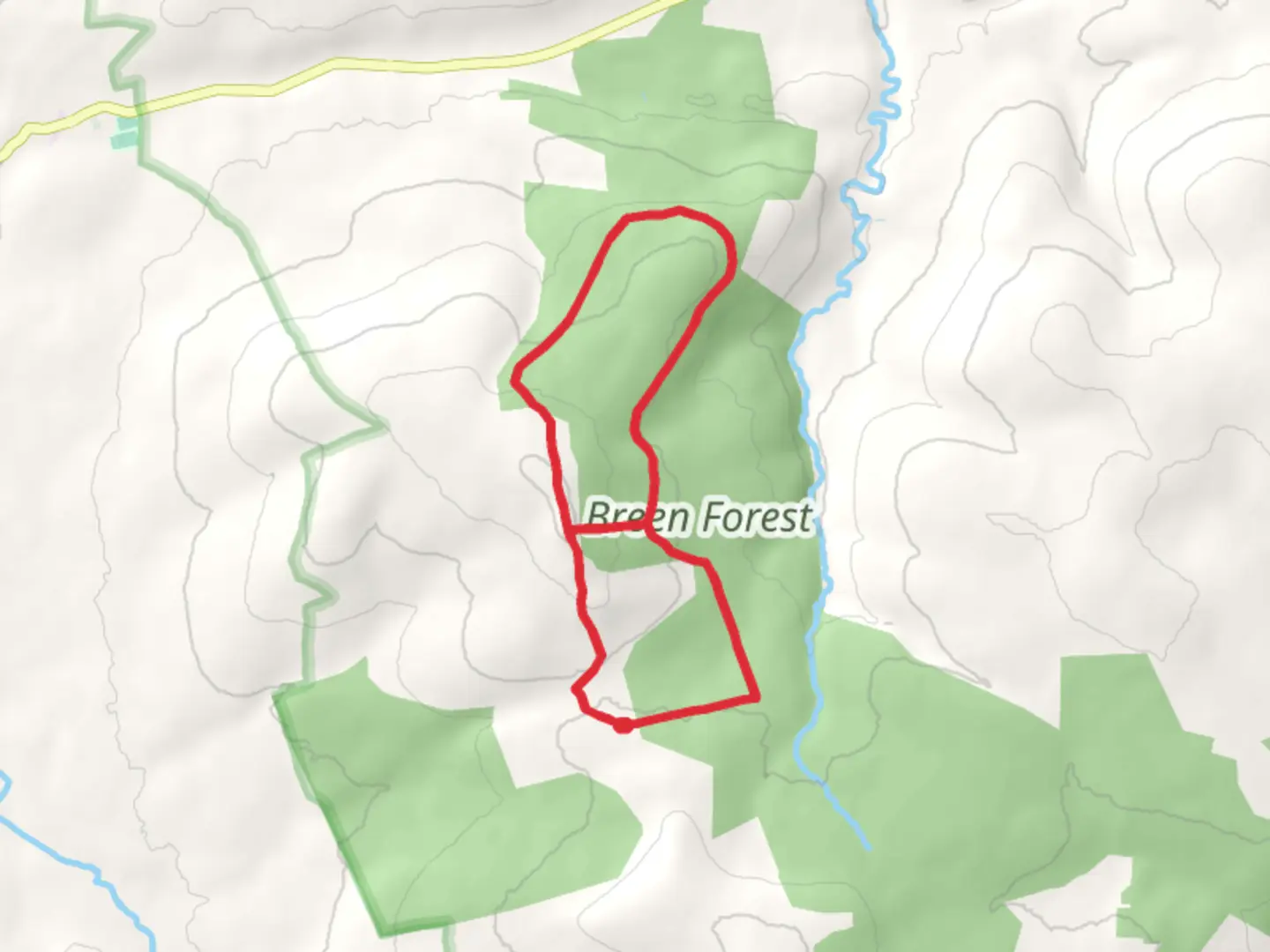 An image depicting the trail Croaghan Breen Forest Walk Loop and its surrounding area.