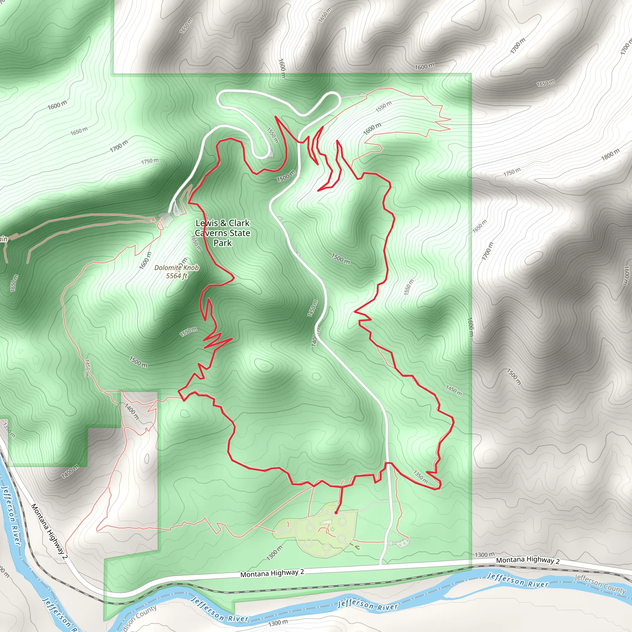 Dolomite Knob via Eastside Loop Trail mobile static map