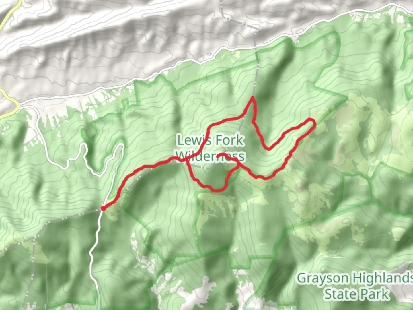 An image depicting the trail Balsam Mountain, Mount Rogers, Lewis Fork and Appalachian Loop Trail and its surrounding area.