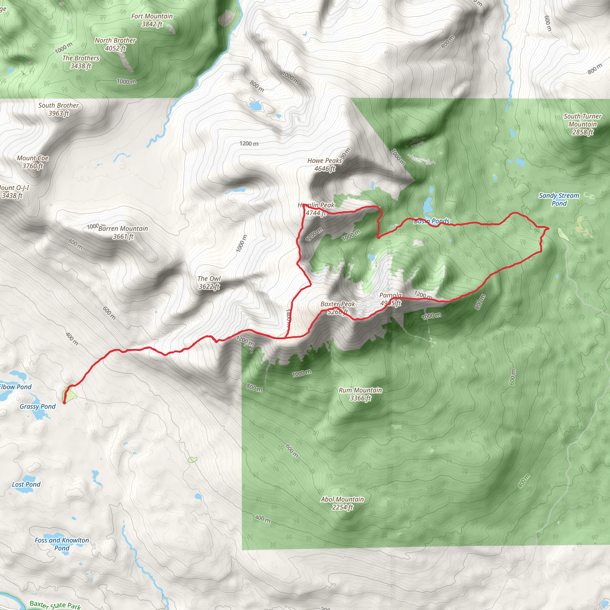 Helon Taylor Trail Loop via Basin Ponds mobile static map