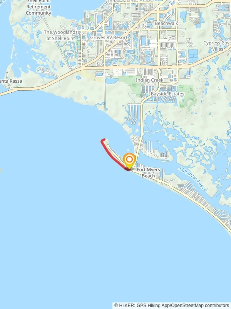 An image depicting the trail Fort Myers Beach and Bowditch Point Park and its surrounding area.