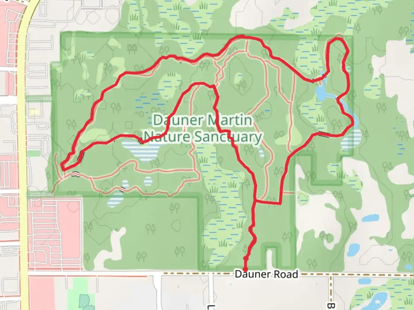 An image depicting the trail Blue, Yellow and Green Loop Trail and its surrounding area.