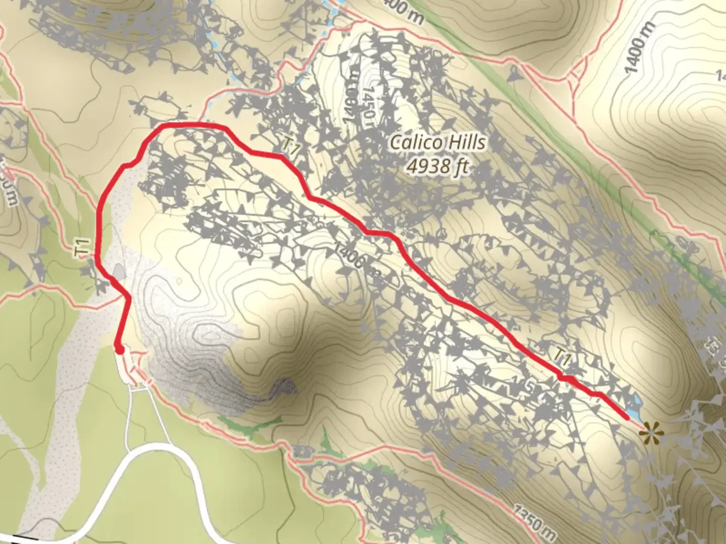 An image depicting the trail Calico Tanks Trail and its surrounding area.