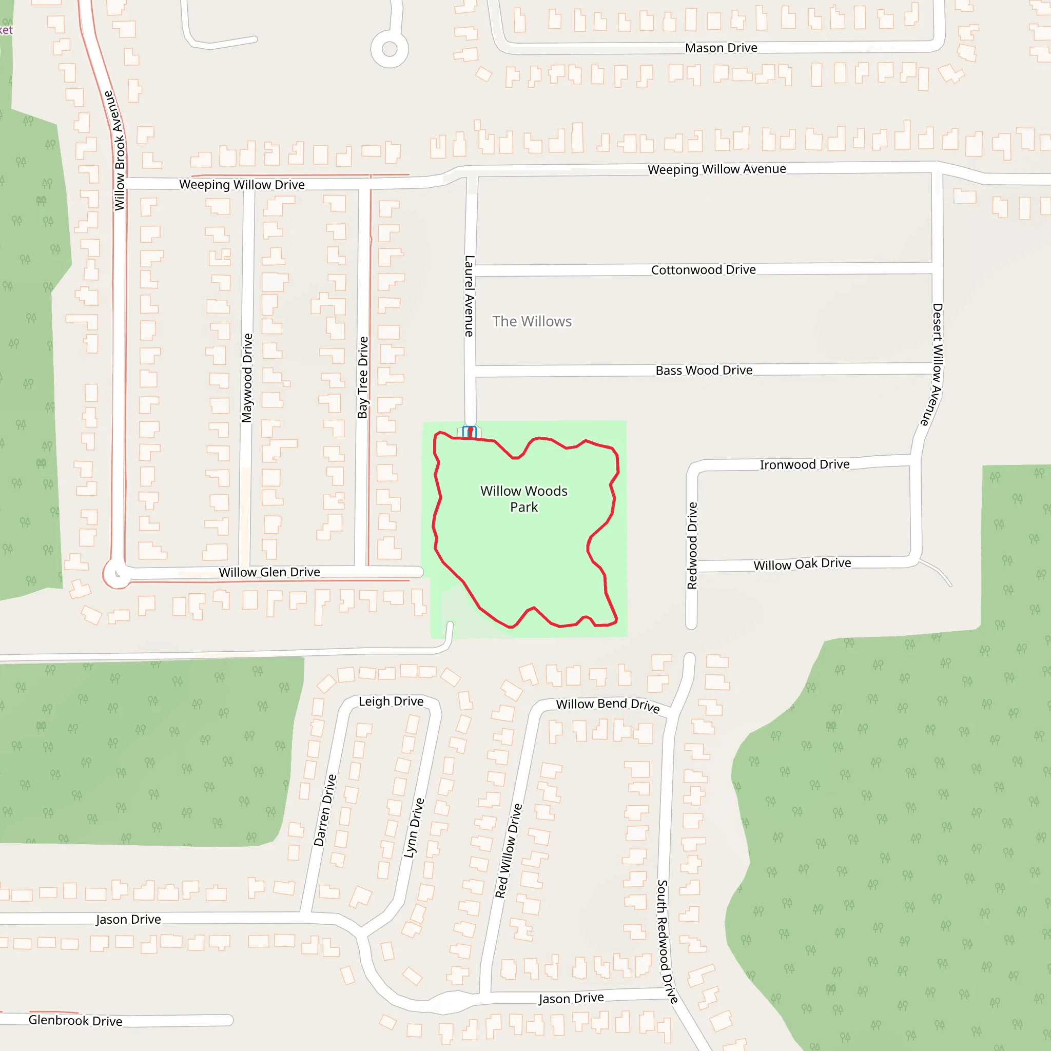 Willow Woods Park Loop mobile static map