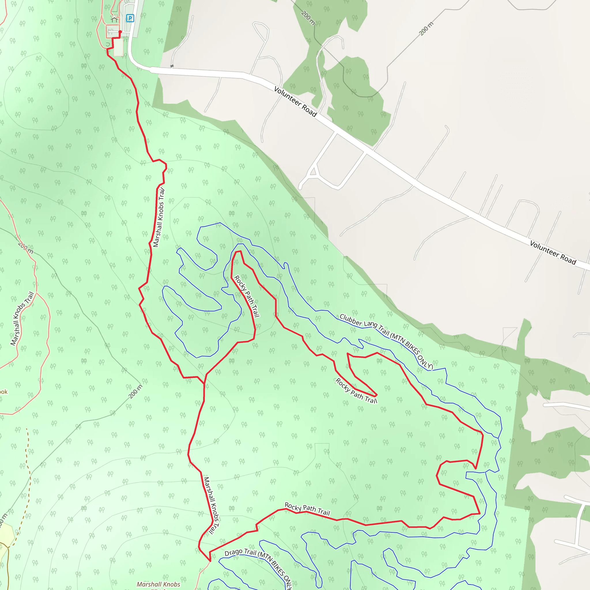 Marshall Knobs Trail mobile static map
