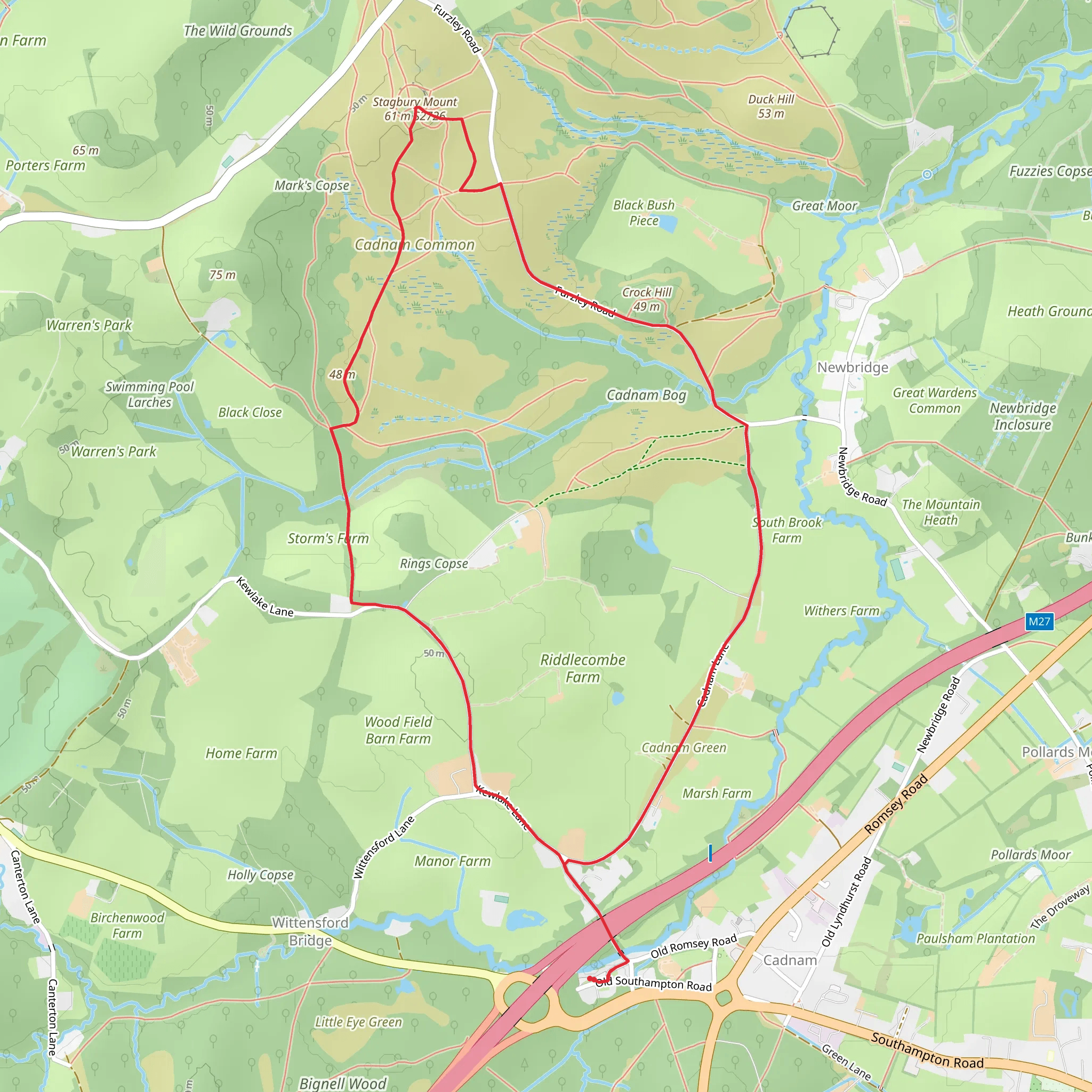 Stagbury Mount Loop - Cadnam mobile static map