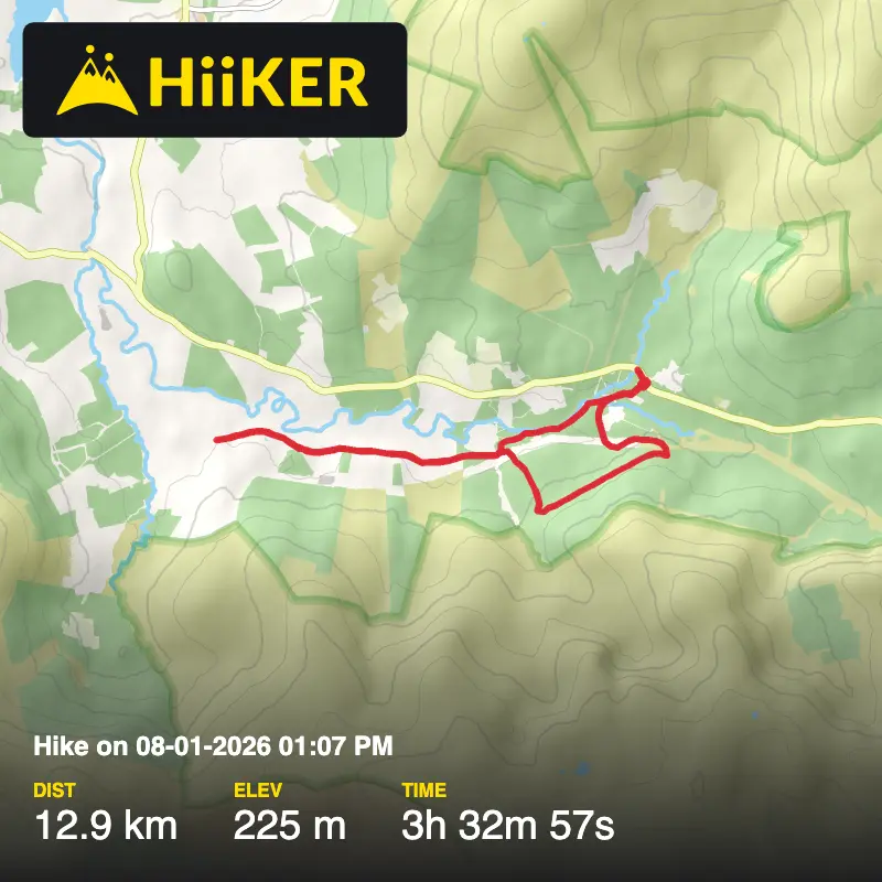 A map preview of the recording St. Kevins Way and Oakwood walk..