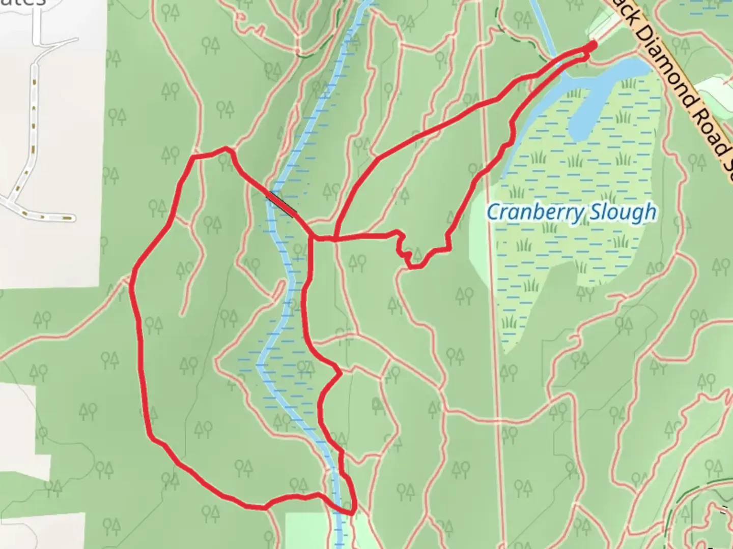 An image depicting the trail Jaceleg and False Flat Drag Loop and its surrounding area.