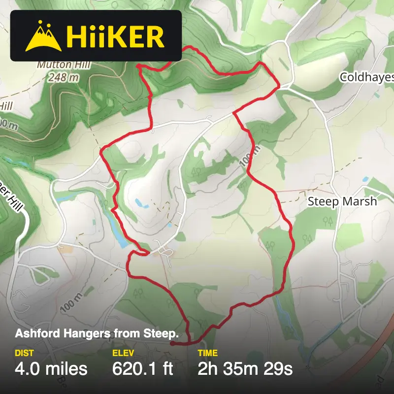 A map preview of the recording Ashford Hangers from Steep..