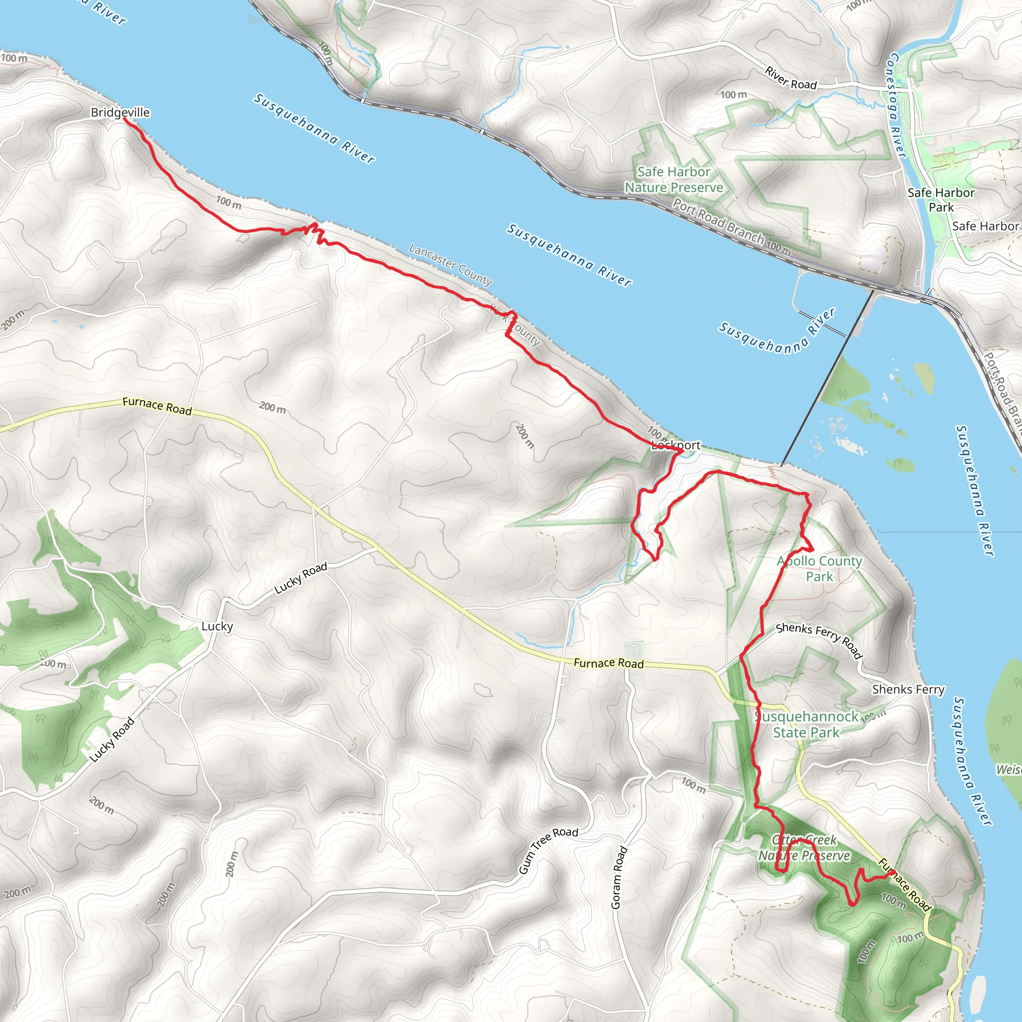 York Furnace to Bridgeville Trail via Mason-Dixon Trail mobile static map