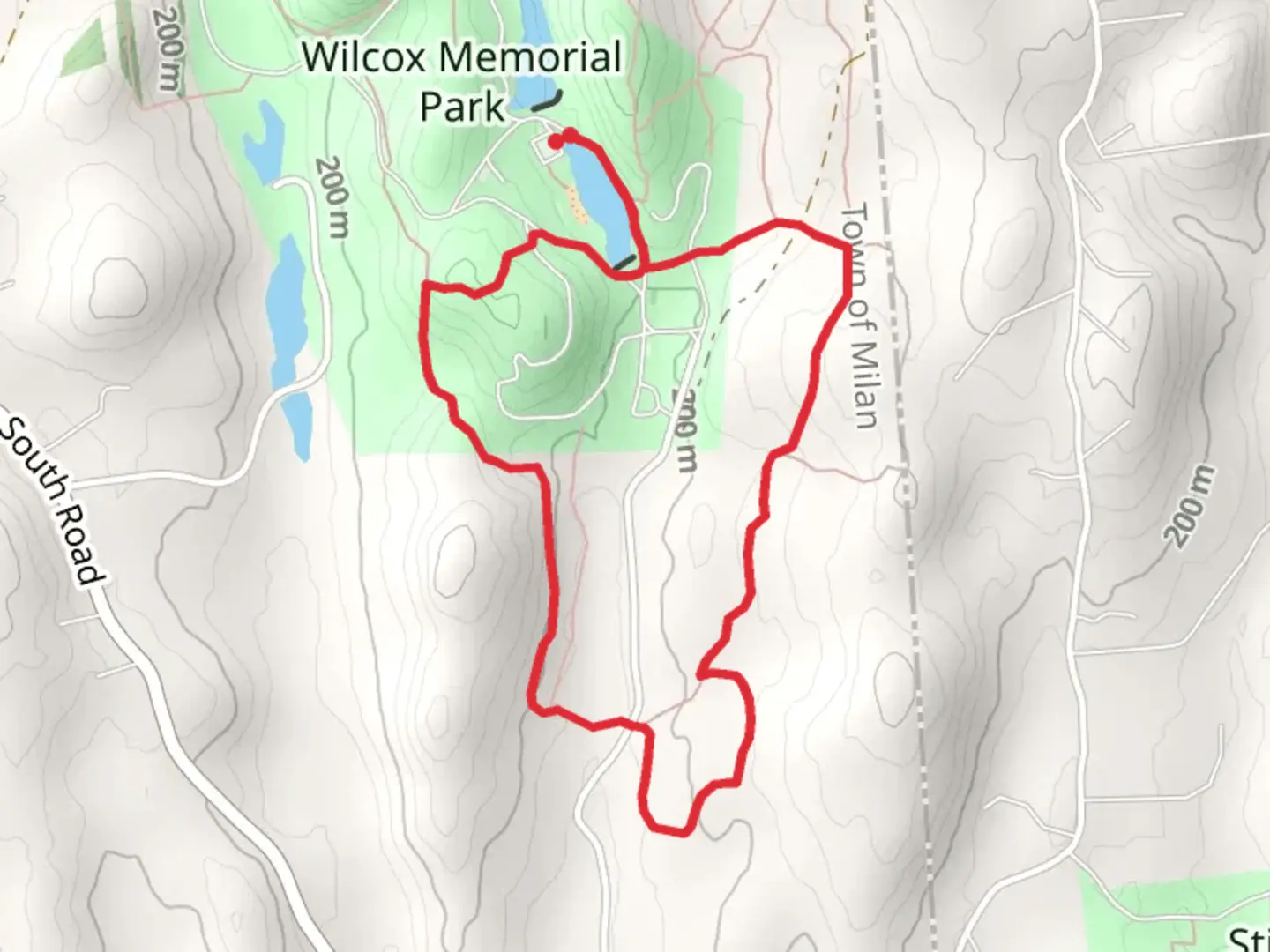 An image depicting the trail Red Loop and its surrounding area.