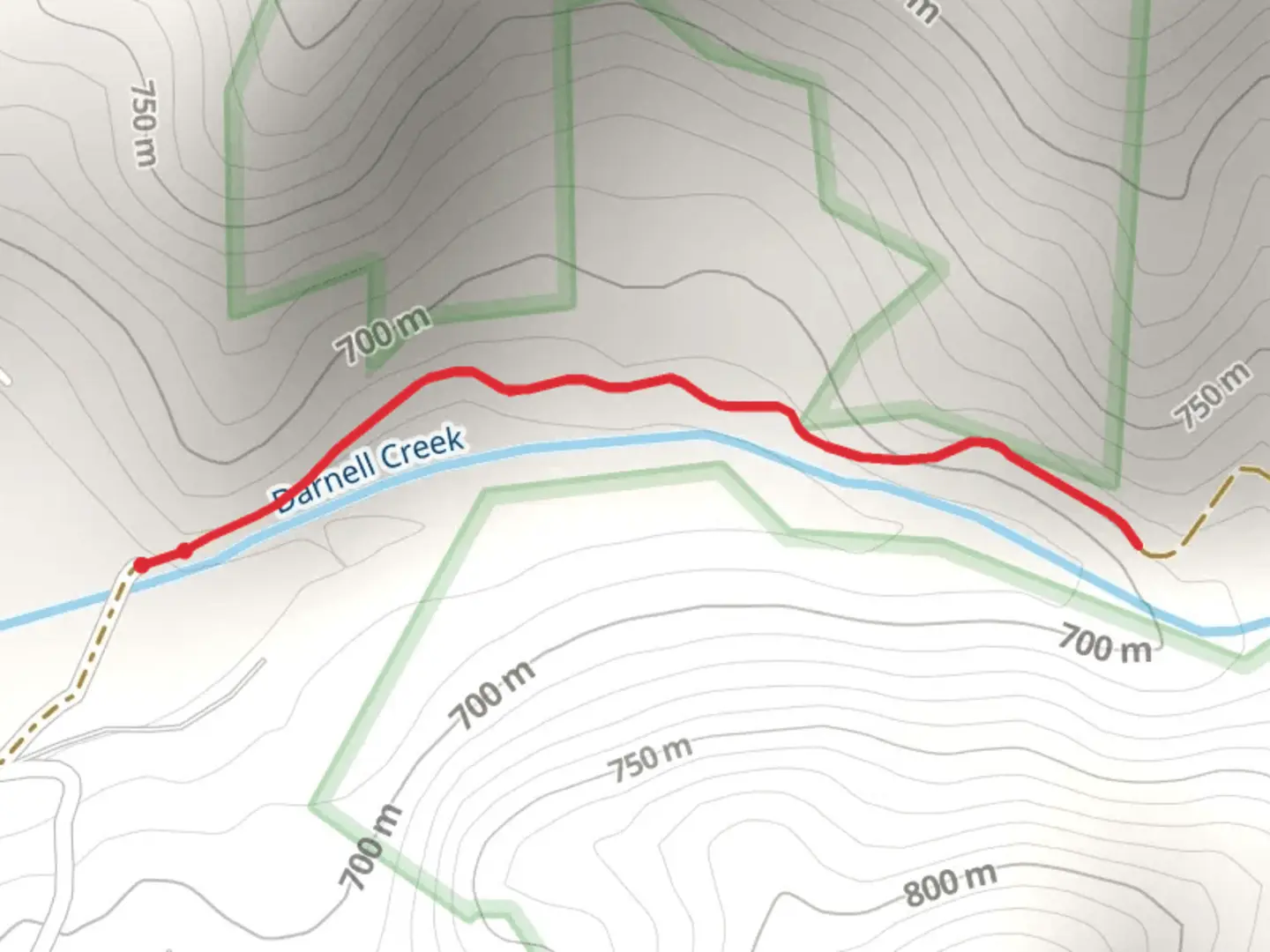 An image depicting the trail Darnell Creek Road and its surrounding area.