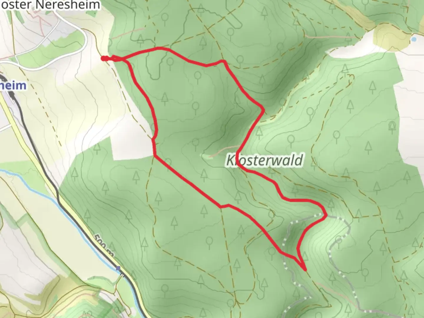 An image depicting the trail Klosterwald Loop and its surrounding area.