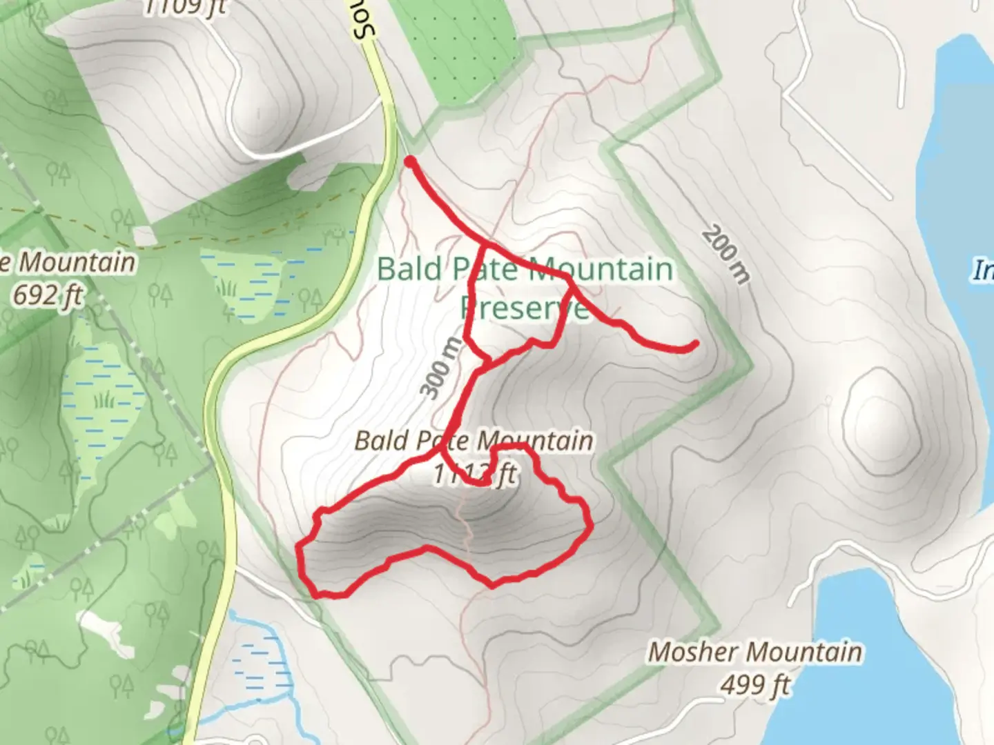An image depicting the trail Bald Plate Mountain Hill Loop and its surrounding area.