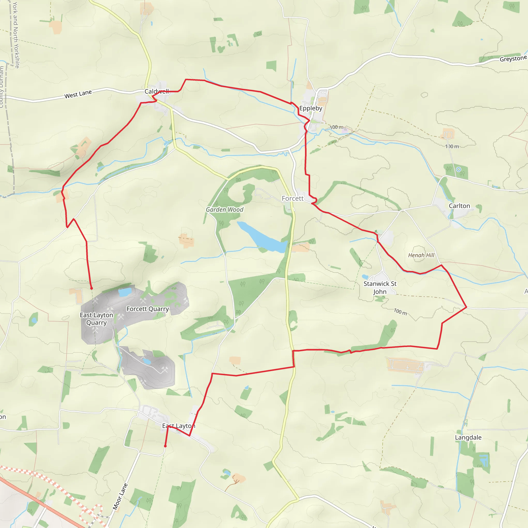 Forcett Country Park and Wast Layton Country Park Loop mobile static map