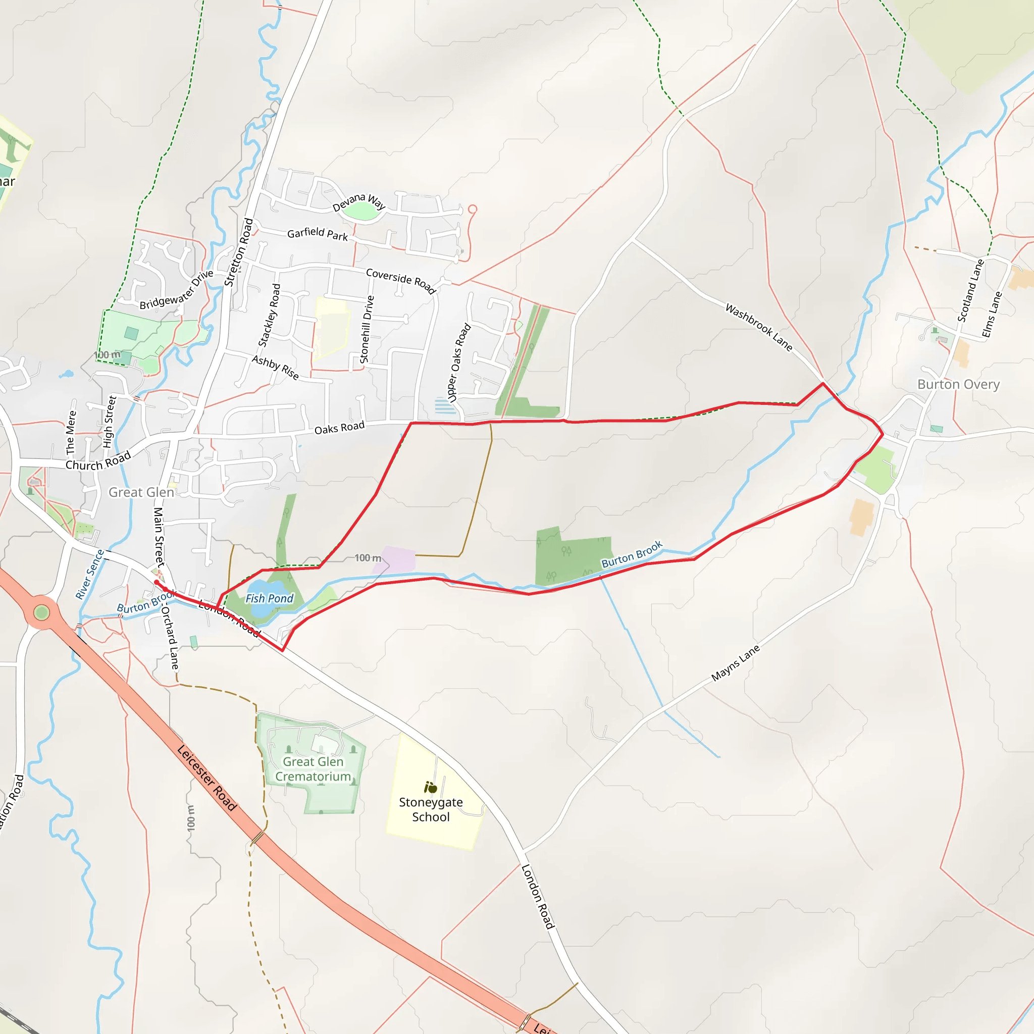 Burton Overy from Great Glen mobile static map