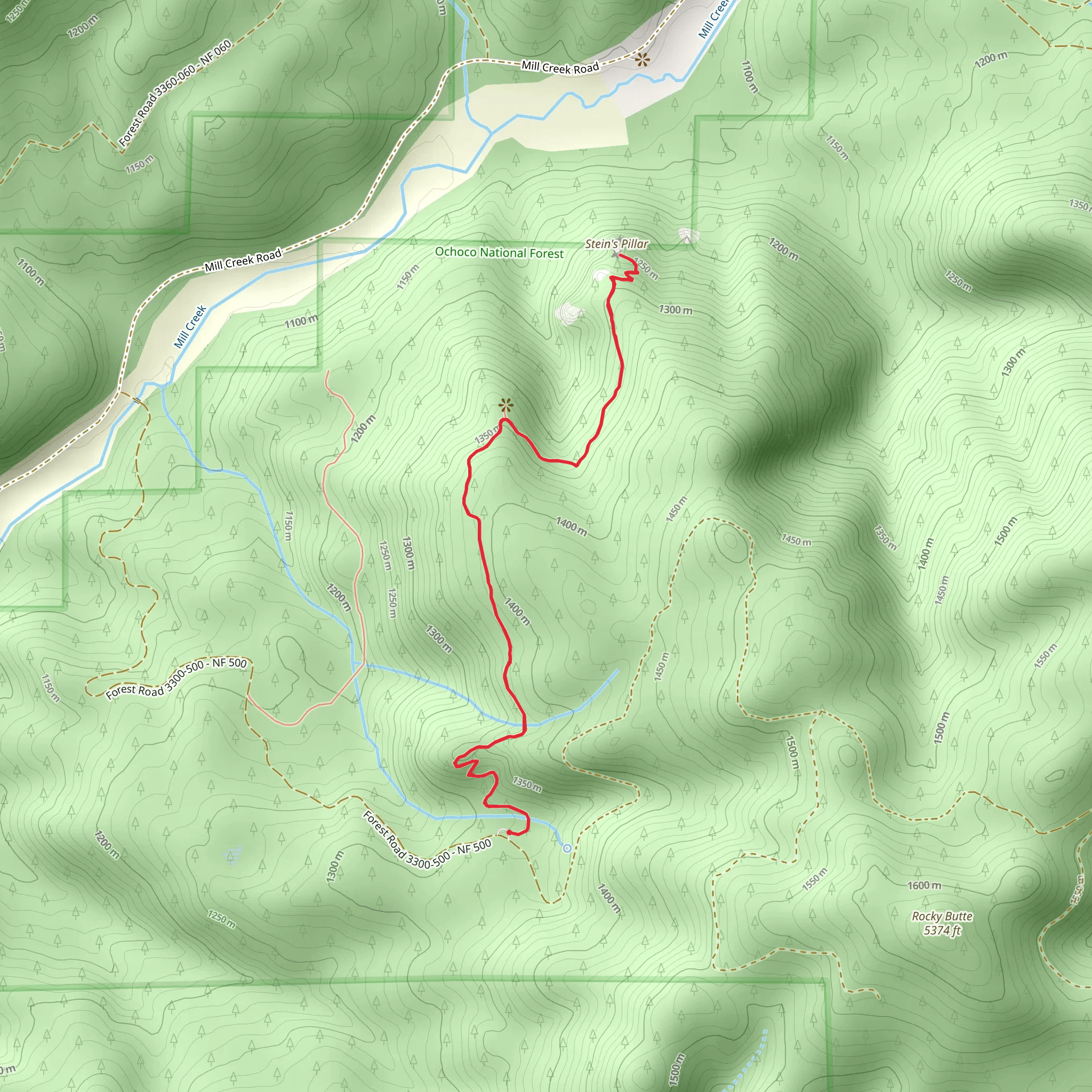 Stein's Pillar Trail mobile static map