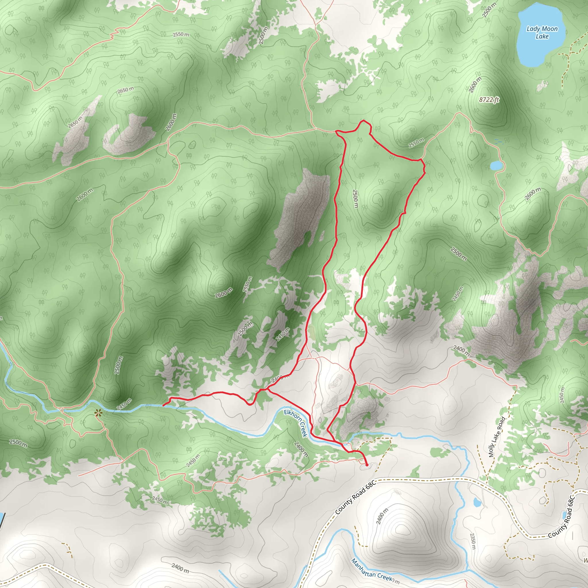 Molly Lake Road, Granite Ridge and Lady Moon Loop Trail mobile static map