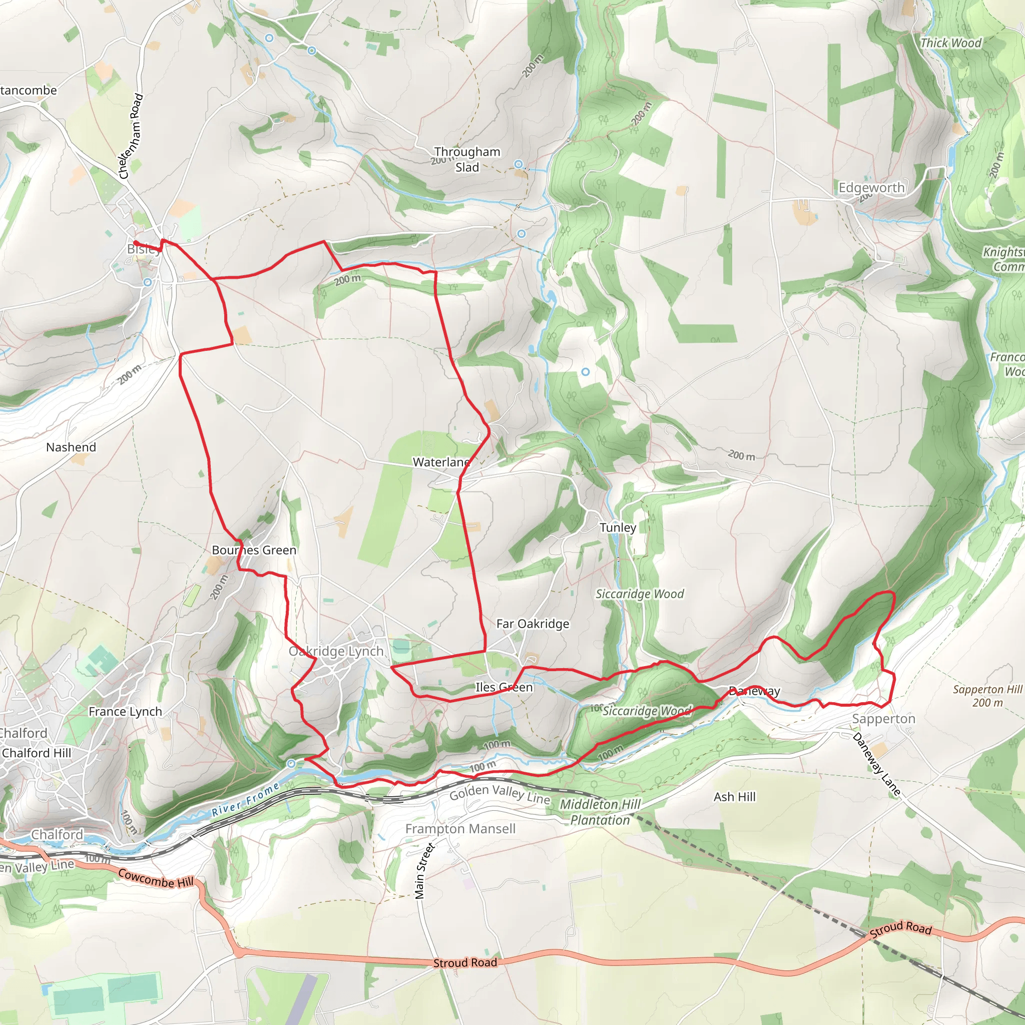 Bisley to Sapperton Loop mobile static map