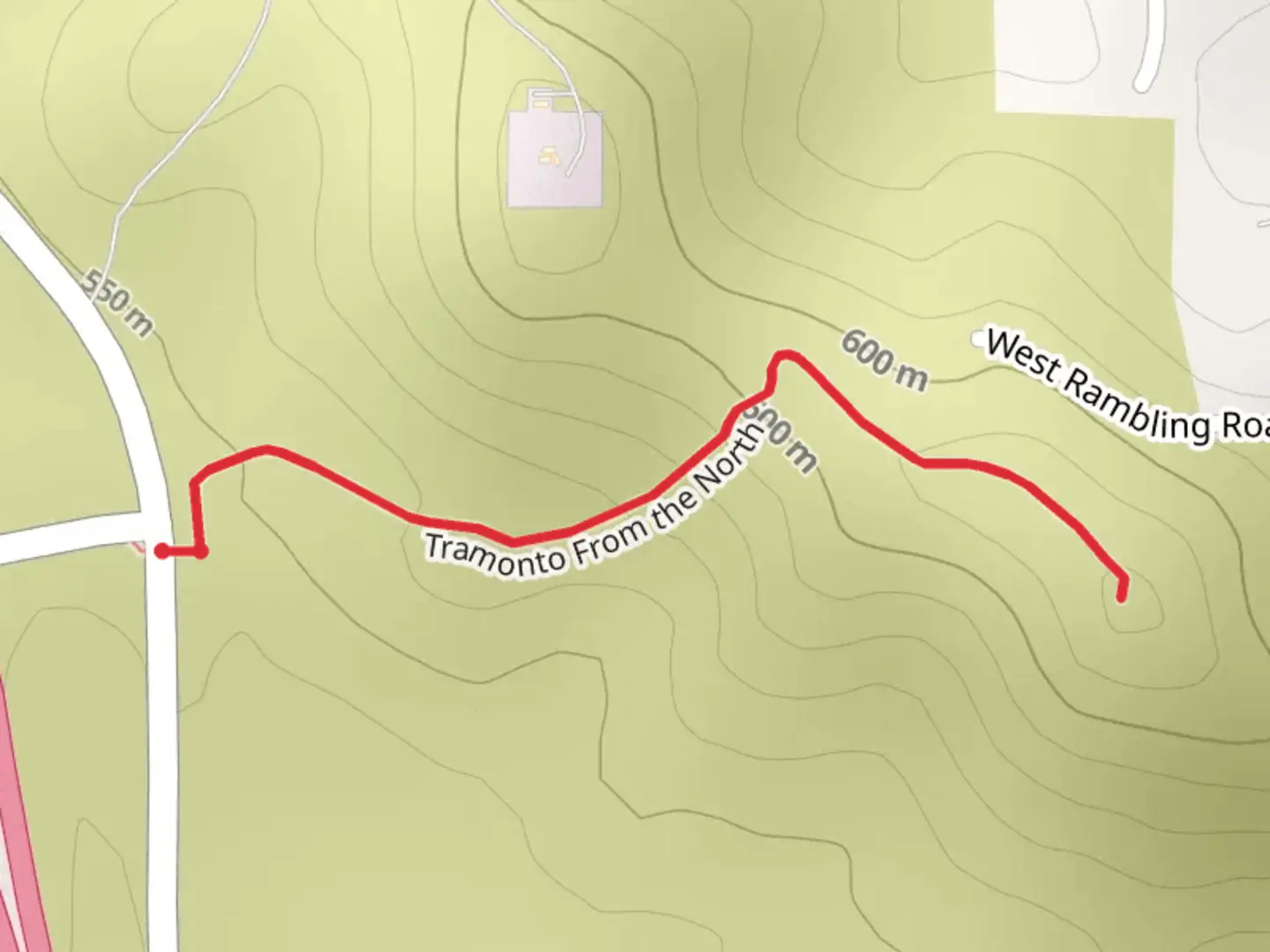 An image depicting the trail Tramonto From the North and its surrounding area.