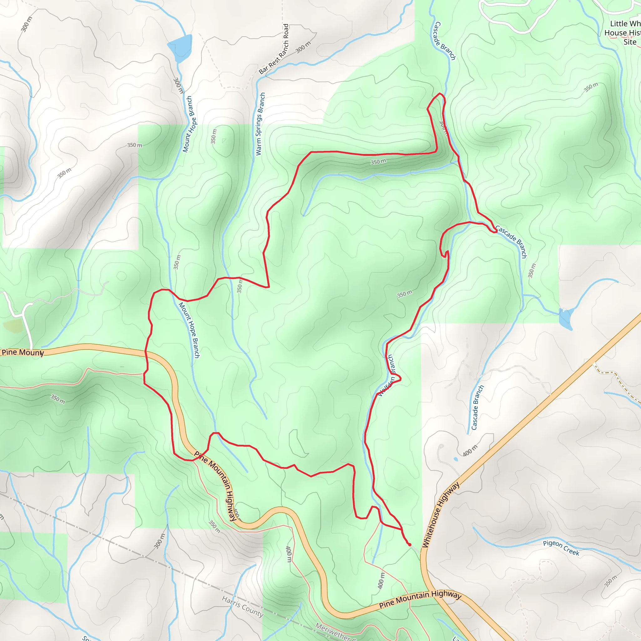 Bumblebee Ridge Campsite and Old Sawmill Campsite via Pine Mountain Trail mobile static map