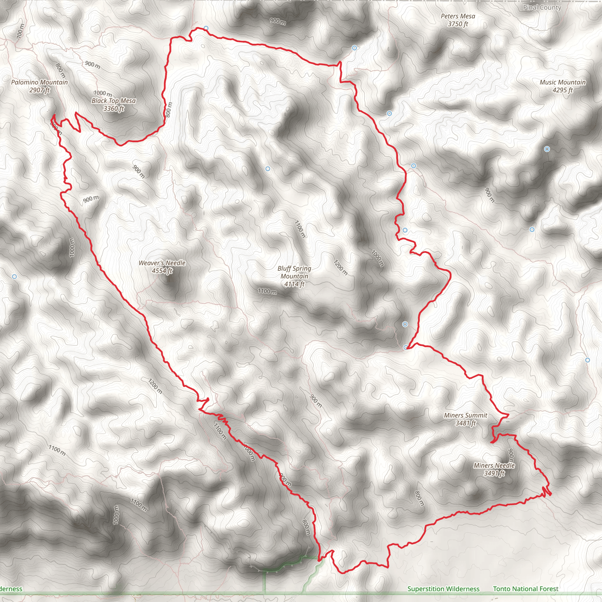 Dutchman, Peralta Canyon and Fremont Saddle Loop Trail mobile static map