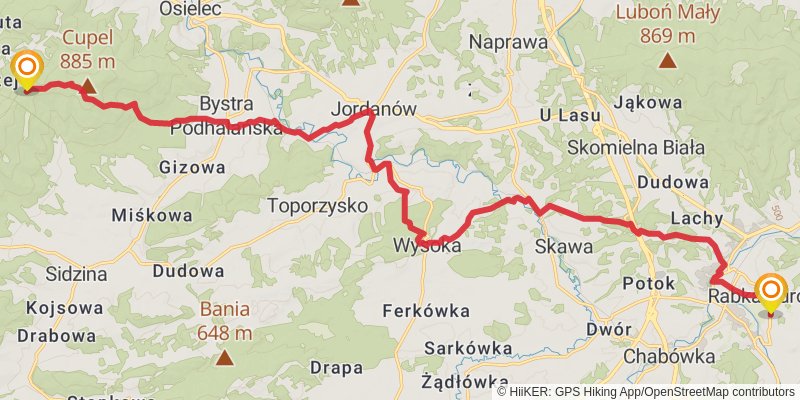 Main Beskid Trail stage 9 Map