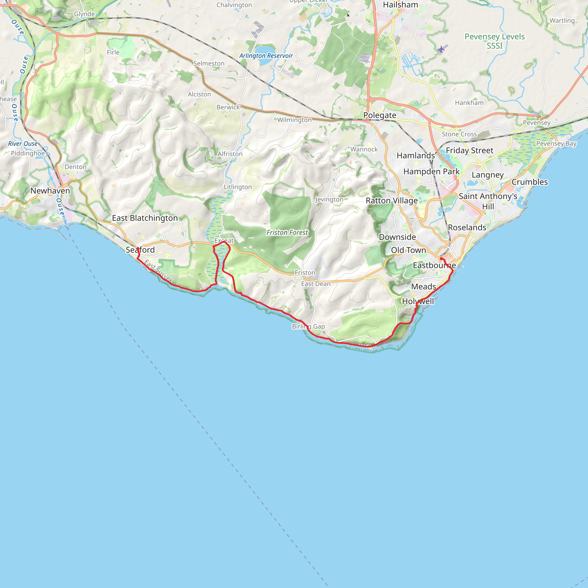 Seaford to Eastbourne Walk mobile static map