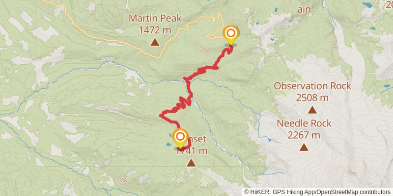 Golden Lakes via Wonderland Trail stage 2 Map