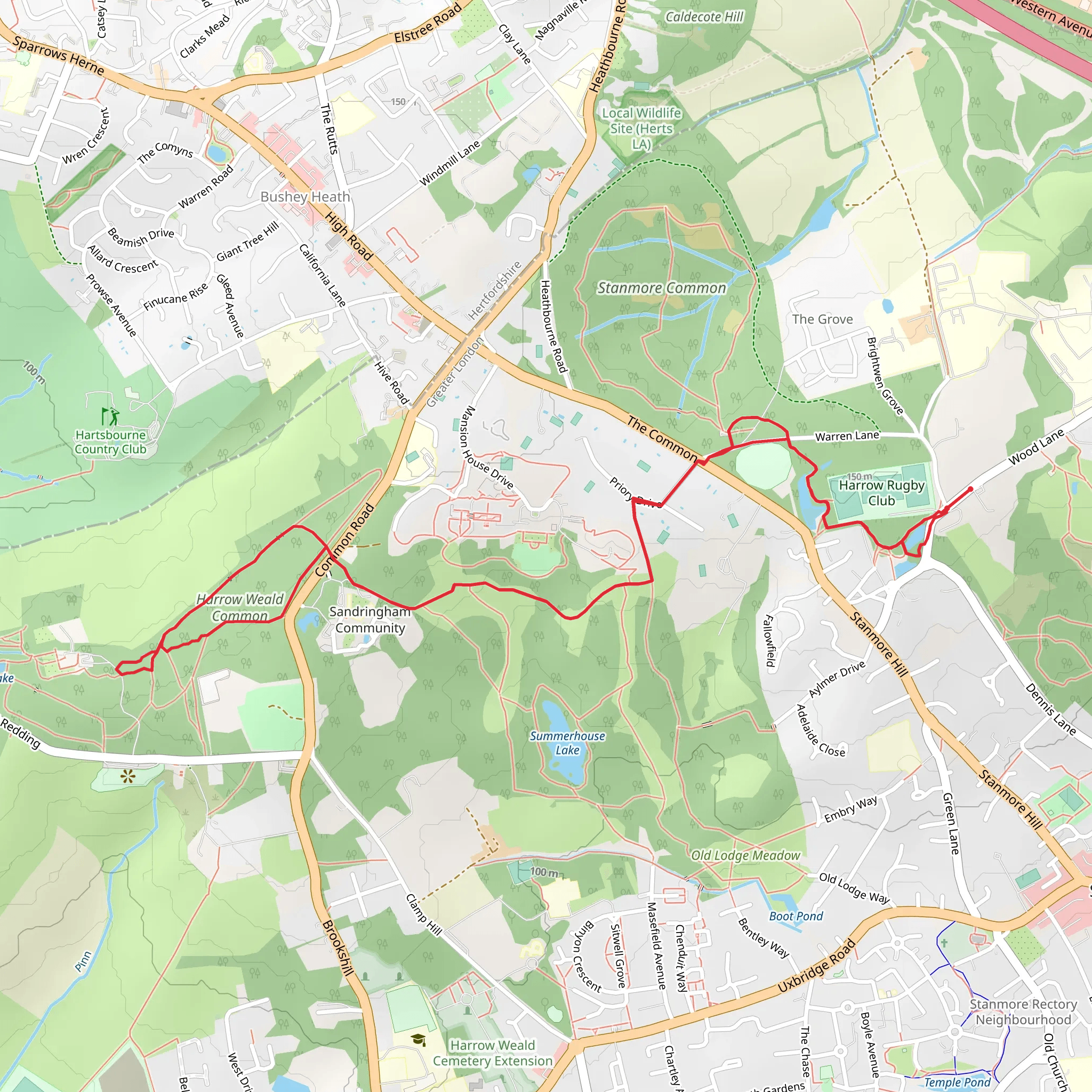 Harrow Weald Common Walk mobile static map
