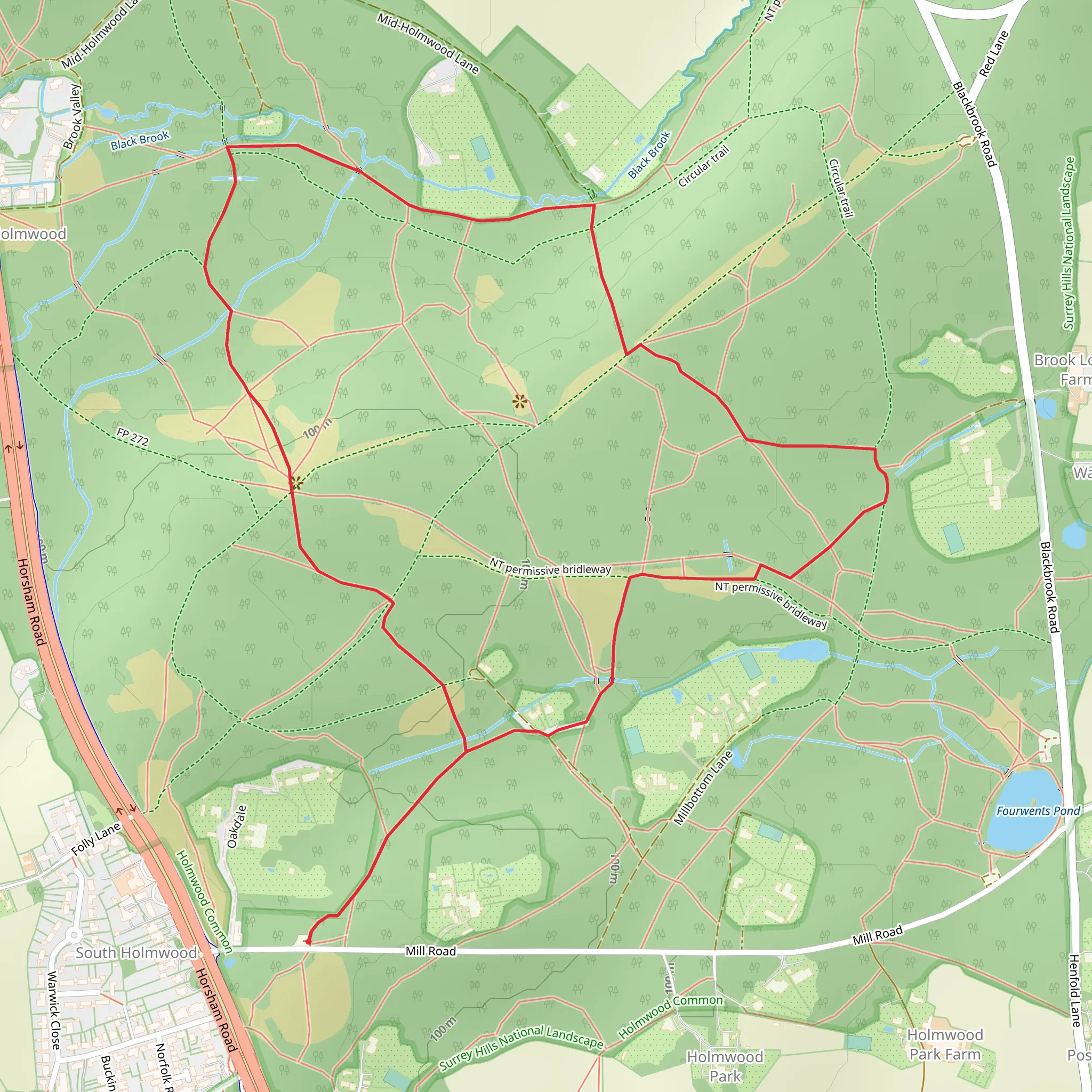 Holmwood Common Walk mobile static map