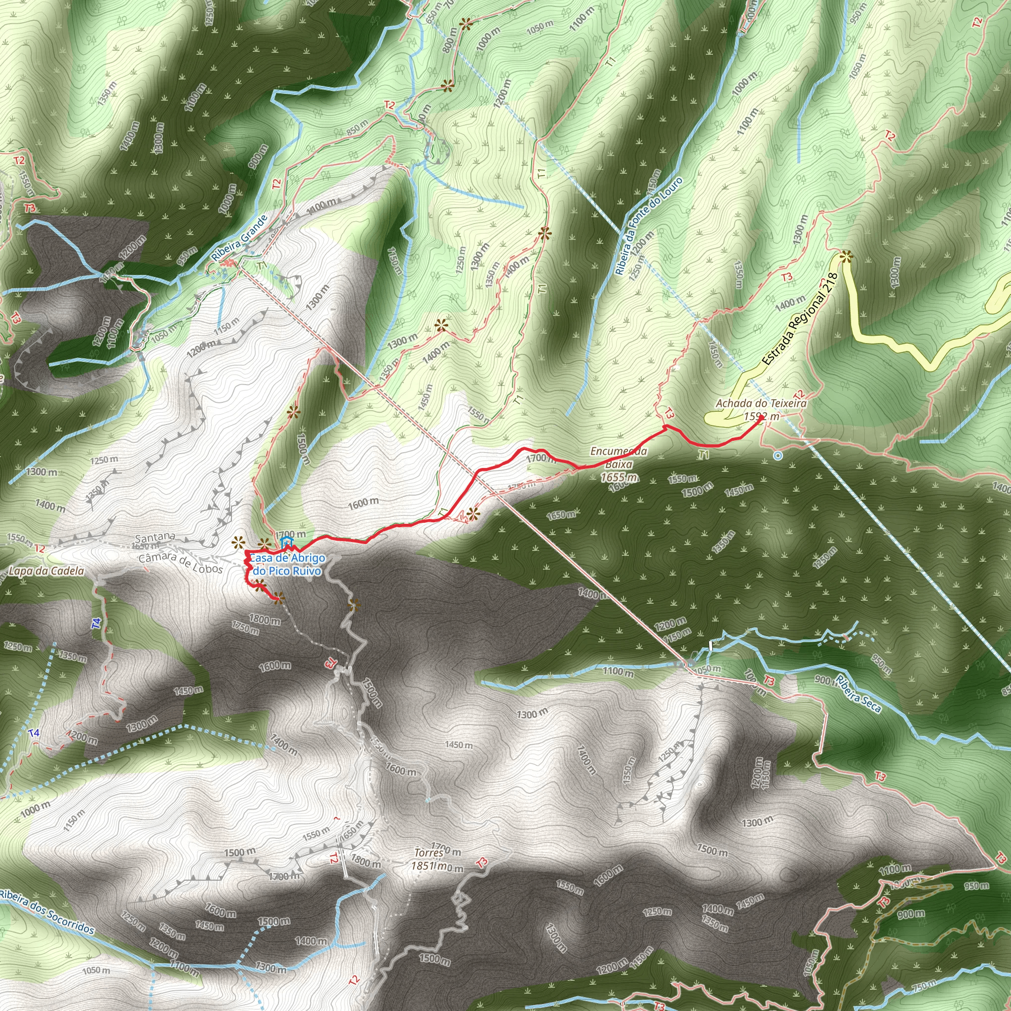 PR 1-2 Pico Ruivo Footpath mobile static map