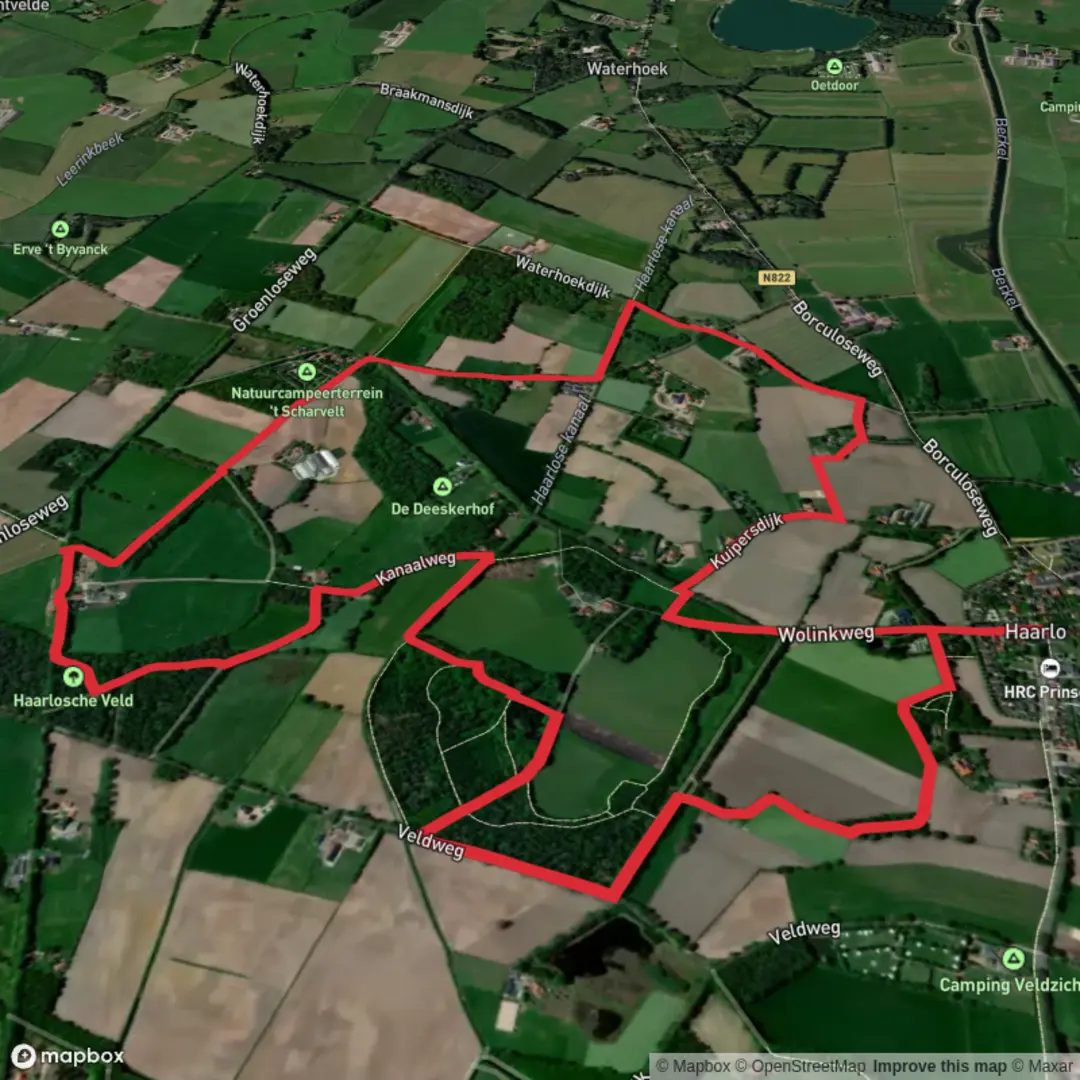 An image depicting the trail Haarlosche and Wolink Loop and its surrounding area.