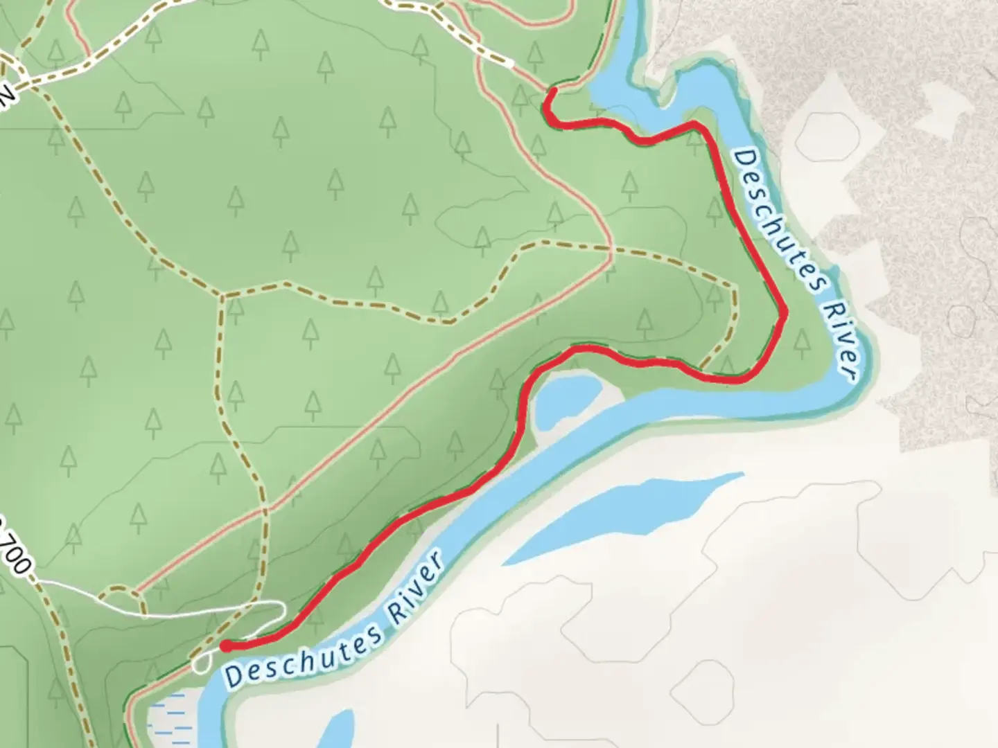 An image depicting the trail Deschutes River Trail to Big Eddy and its surrounding area.