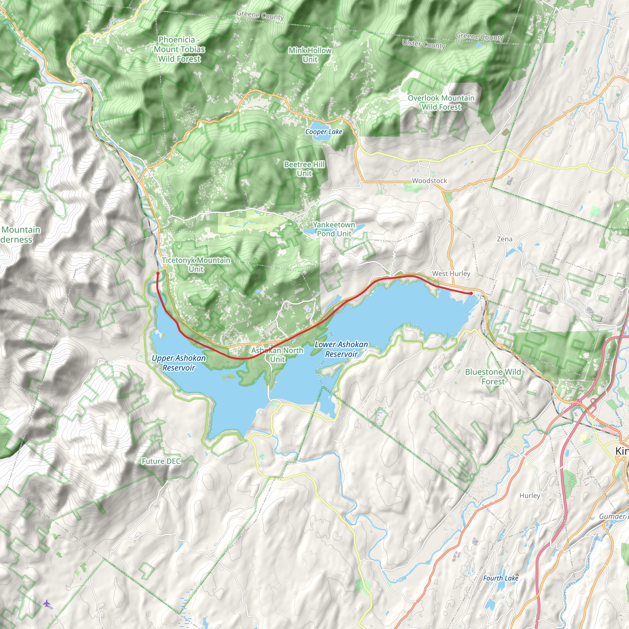 Ashokan Reservoir from West Hurley mobile static map