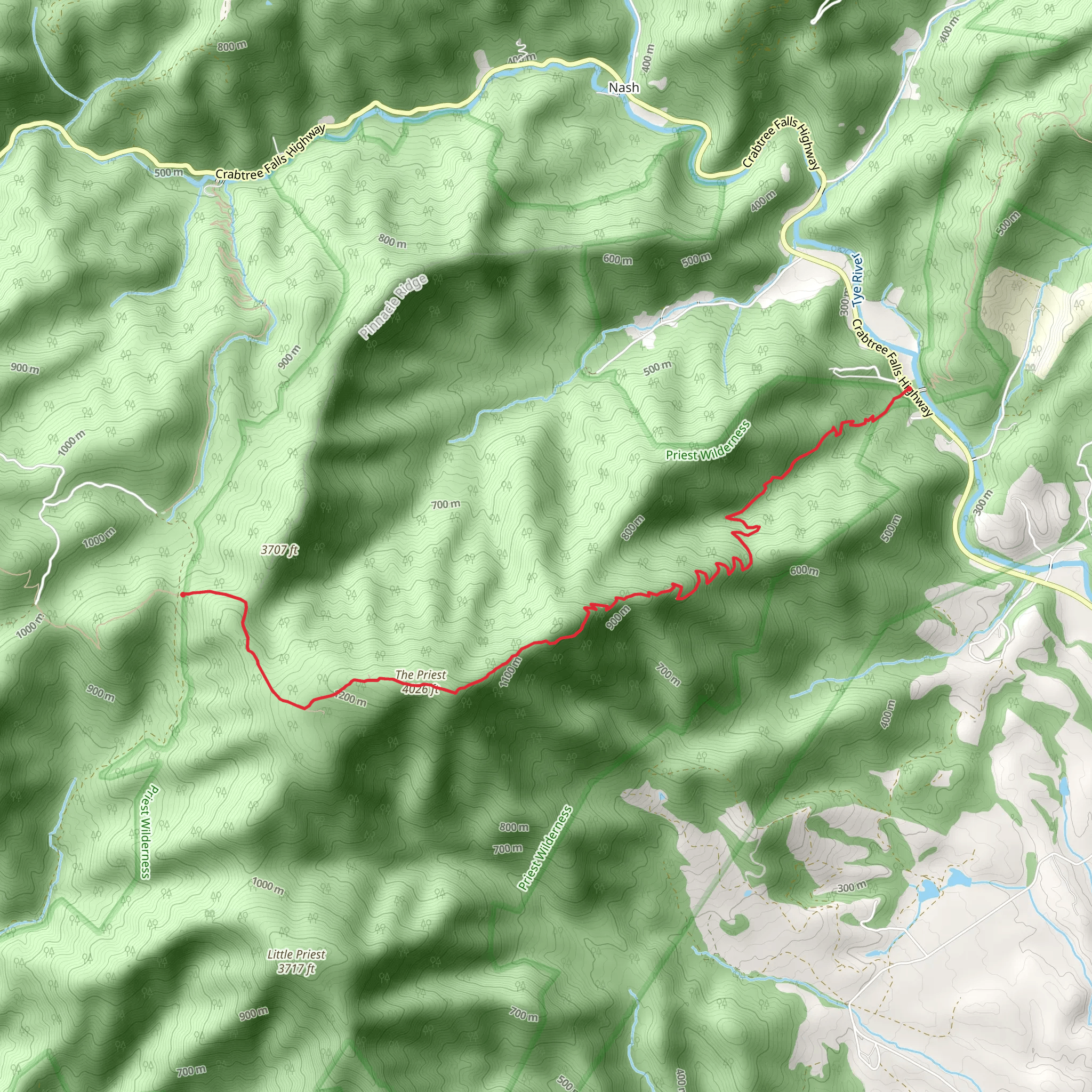 The Priest via Appalachian Trail mobile static map