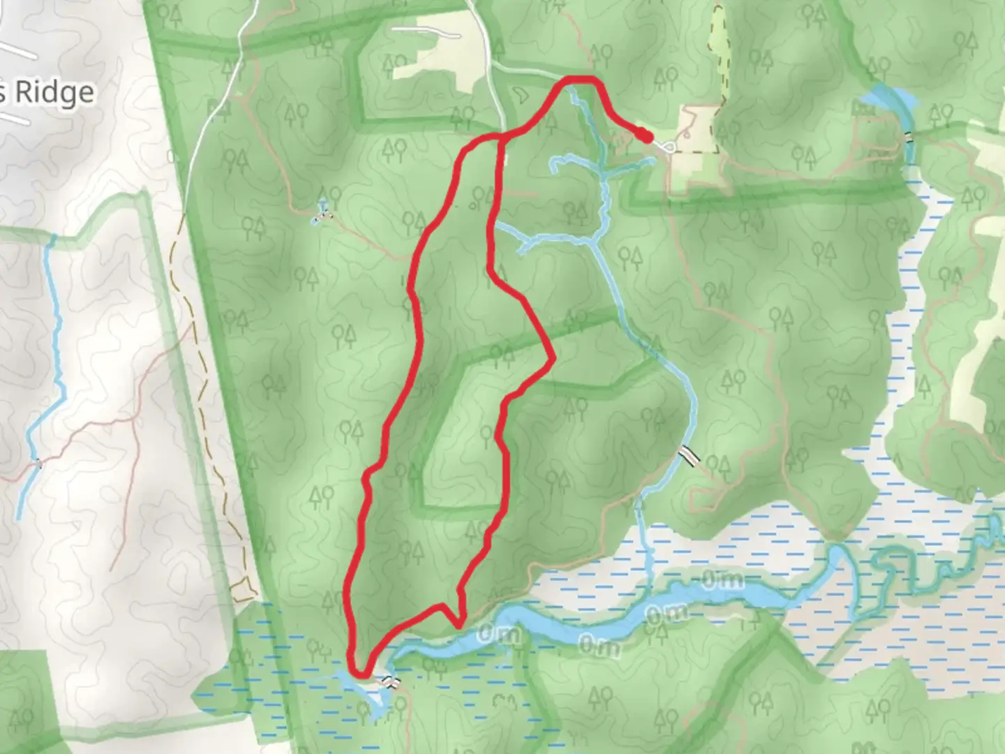 An image depicting the trail Parker Creek and Double OPak Road Loop Trail and its surrounding area.