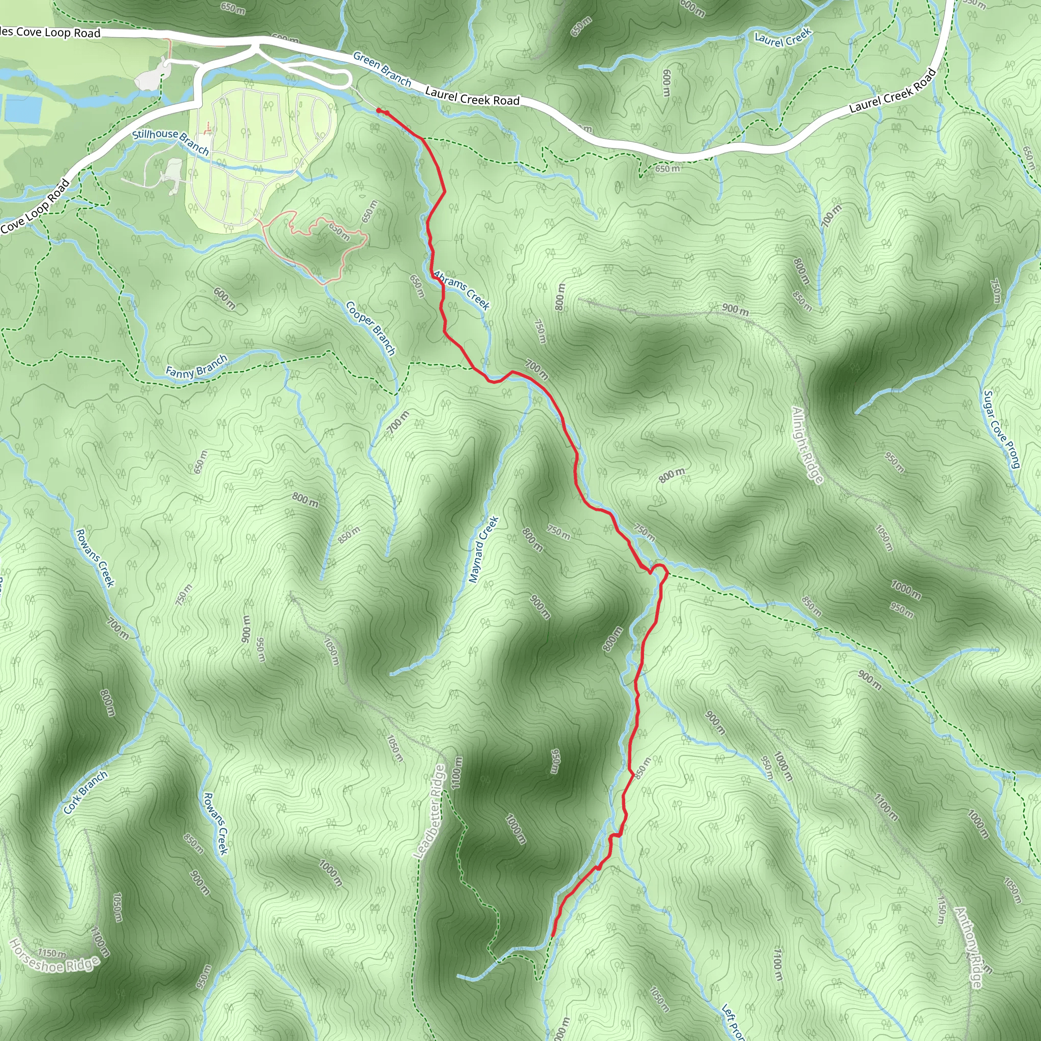 Russell Field via Anthony Creek Trail mobile static map