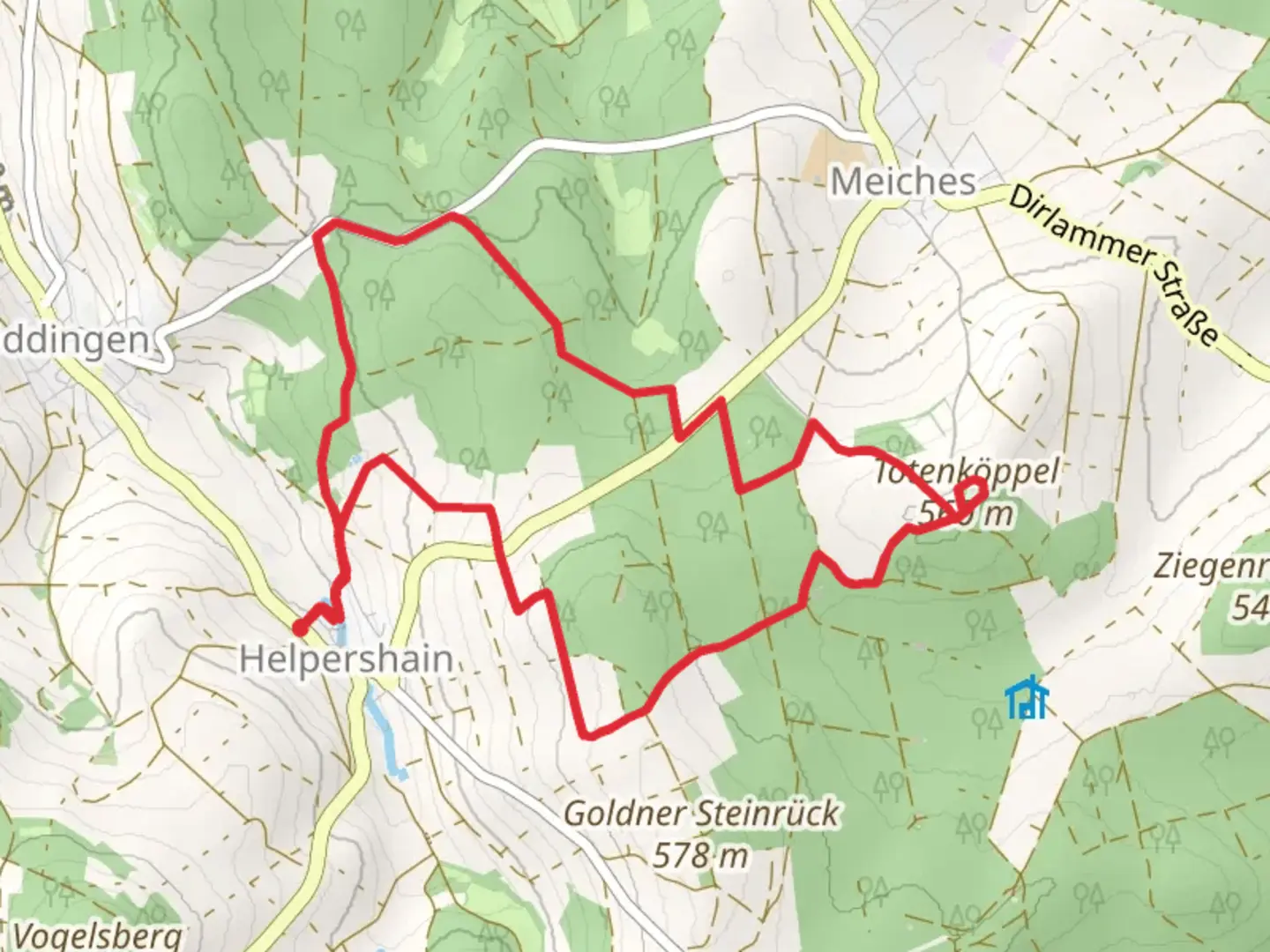 An image depicting the trail Vulkanring Vogelsberg and Fohlenstallschneise Loop and its surrounding area.