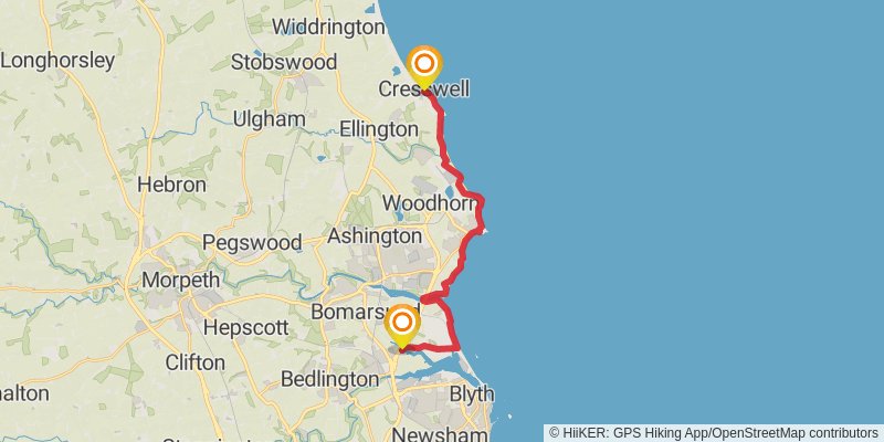 England Coast Path - South Bents to Amble stage 3 Map